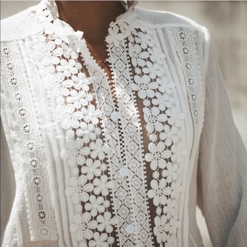 💃🏻Boho Floral Ruffle Button up lace top - Picture 13 of 14